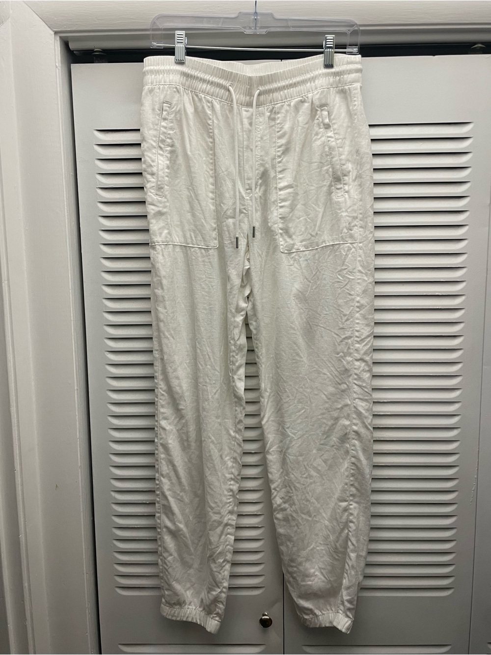 Women’s Tall White Linen Joggers